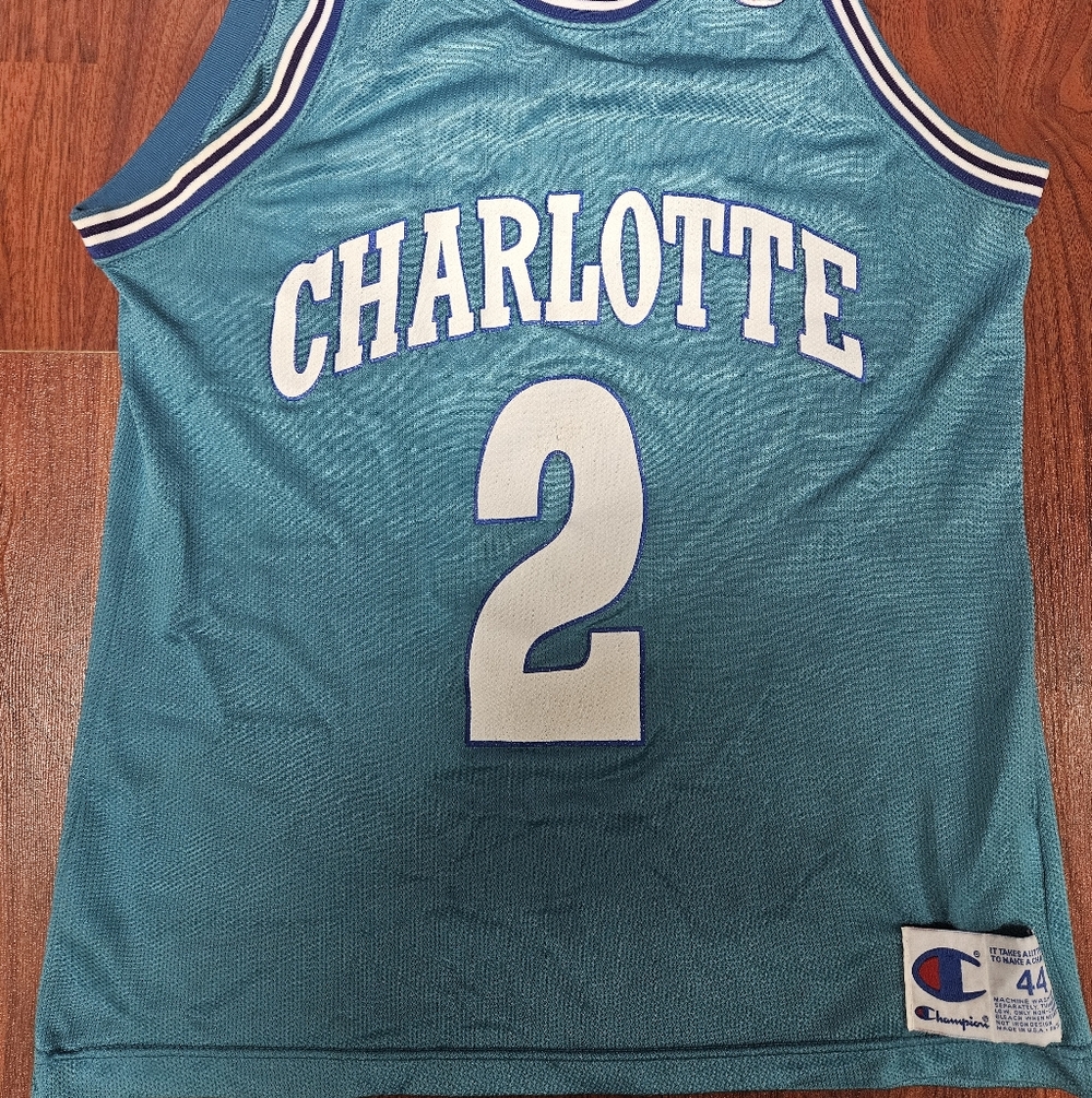 Champion Teal Larry Johnson Charlotte Hornets Jersey